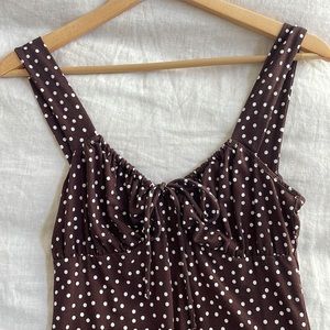 Reformation brown polka dot mini dress